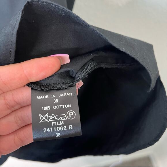 Double Standard Clothing NYC Open Shoulder Black Blouse Pleated Sleeves 38/ US S - Picture 8 of 9